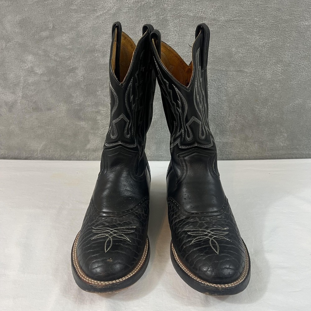 Ben Miller Boots Mens Size 10 D Black Leather Western Cowboy Round Toe M790 - Picture 2 of 9